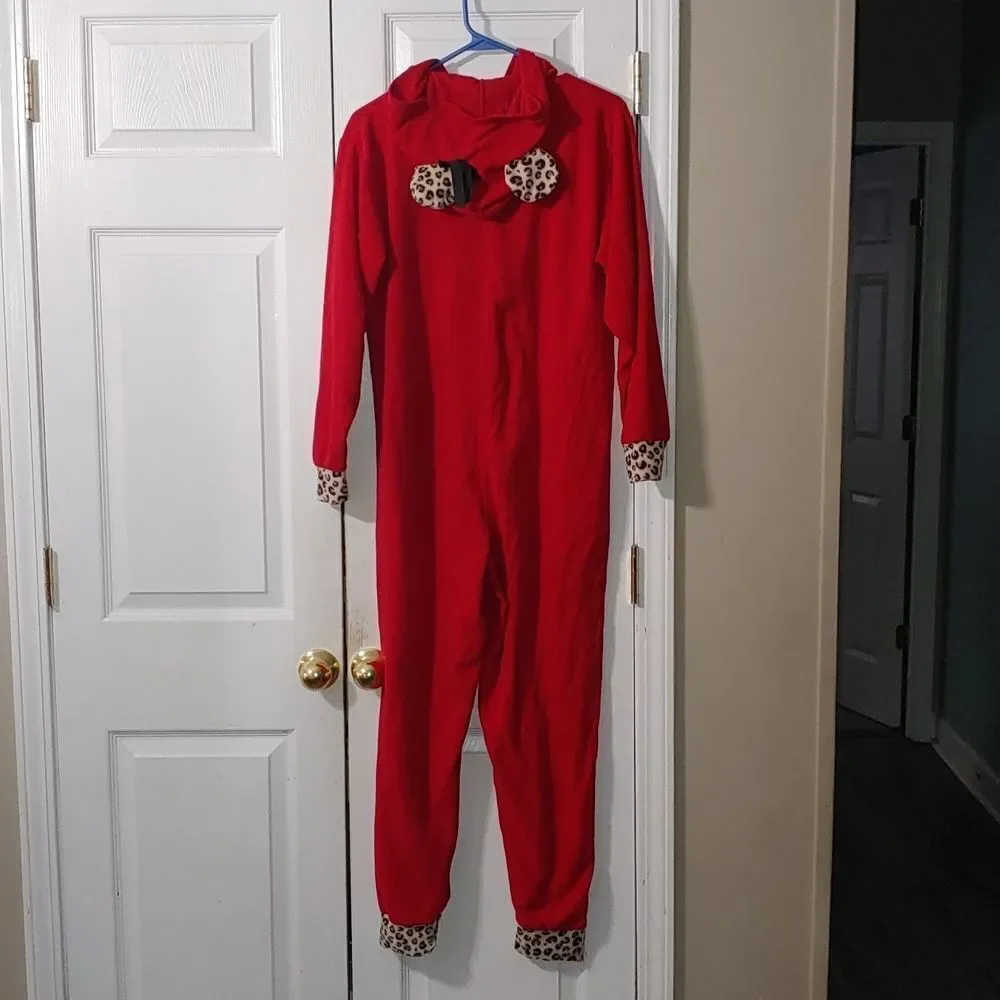 Disney Minnie Mouse Hoodie Leopard One Piece Pajama Onsie SZ M - Picture 6 of 9